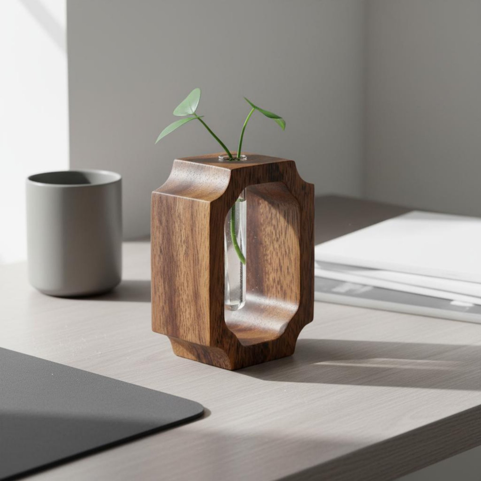Walnut Wood Vase Easy to Clean - Propagation Station Vase review and price